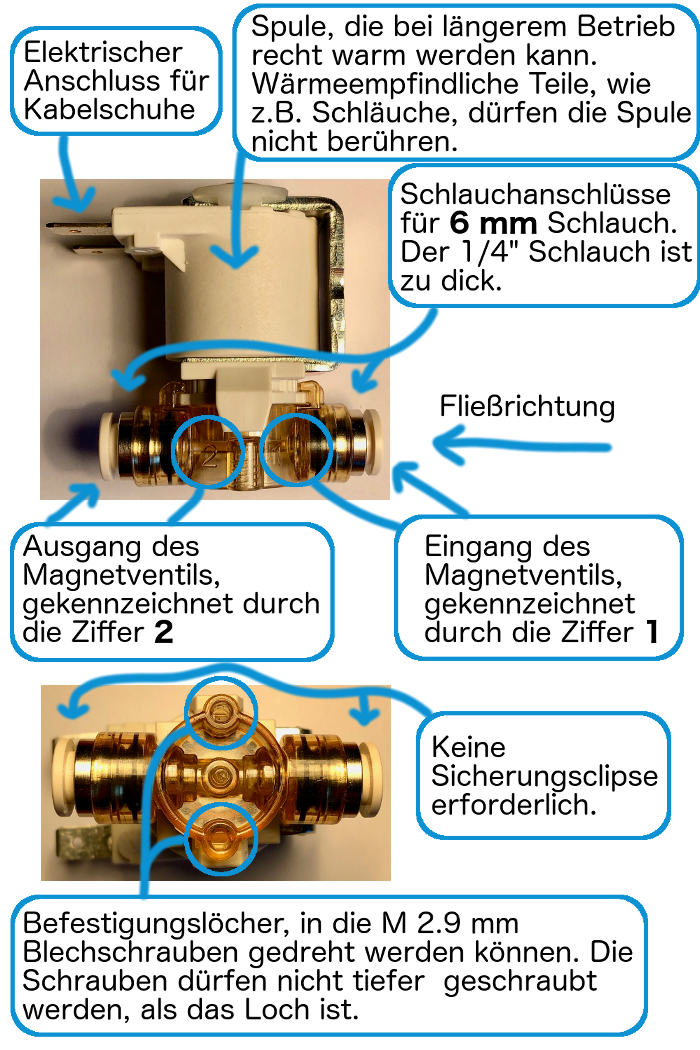 Montagehinweis Magnetventil