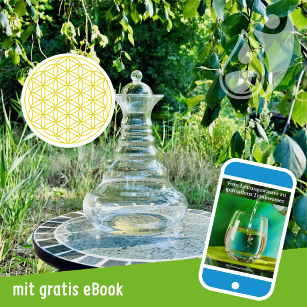 Alladin-Karaffe Family 2,3 Liter mit Motiv "Blume des Lebens" in Gold & gratis eBook