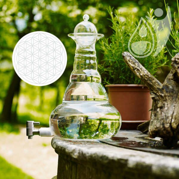 Alladin Karaffe Beauty  5 Liter mit Symbol "Blume des Lebens" in Platin & gratis eBook – Bild 2